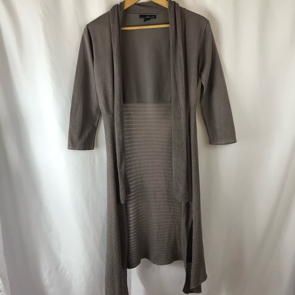 Willi smith 3/4 sleeve duster drape front ltweight